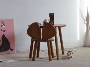 Drewniany zestaw mysz  round retro